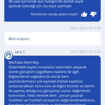 TurkNet Nakil İşlemi Sorunu