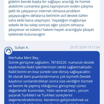 TurkNet Nakil İşlemi Sorunu