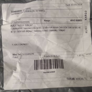 Siparis.onprost.net Faturasız Ve Sahte Ürün Şoku: Aras Kargo Mağduriyeti