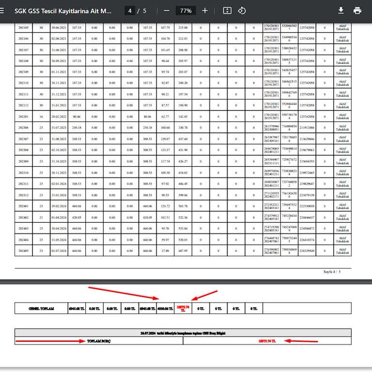 SGK G S S Sigorta Prim Borcu