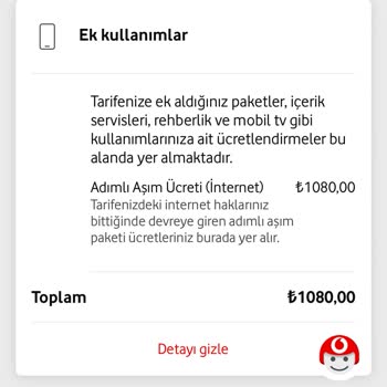 Vodafone Adımlı Aşım Ücretlendirmesi
