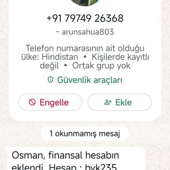 WhatsApp Bilinmeyen Numaradan Gelen Şüpheli Mesaj Hakkında