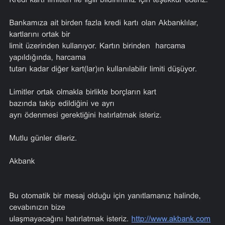 Akbank Ortak Limit Adı Altında Borç Ödemesi Olarak Fazla Ücret Alıyor.