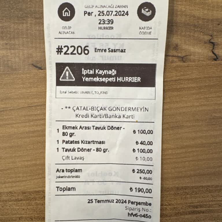 Yemeksepeti'nden Kesinlikle Şikayetçiyim