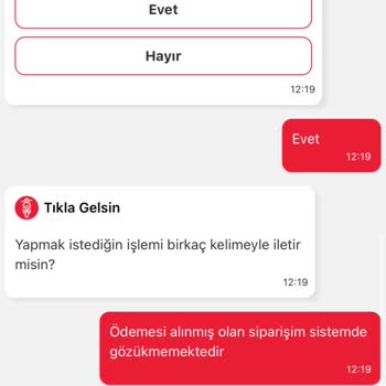 Tıkla Gelsin Müşteri Hizmetleri Sorunu