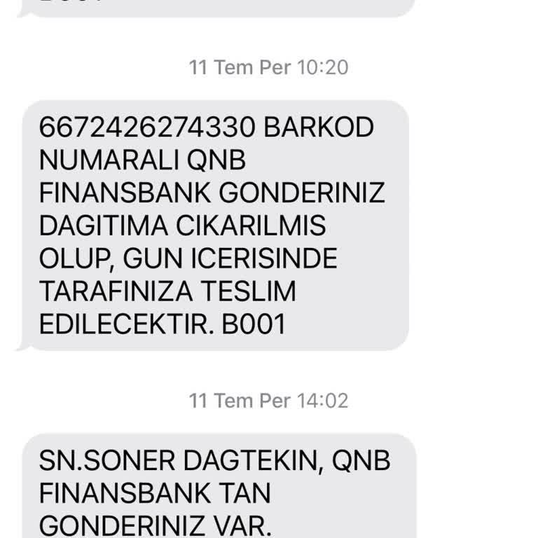 PTT Kargo Bir Aydır Teslim Edilmeyen Kart