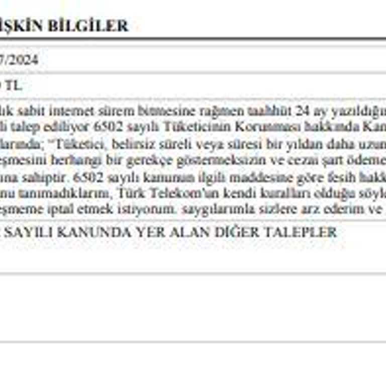 Türk Telekom 1 Yıl Dolmasına Rağmen Cayma Bedeli İstiyor
