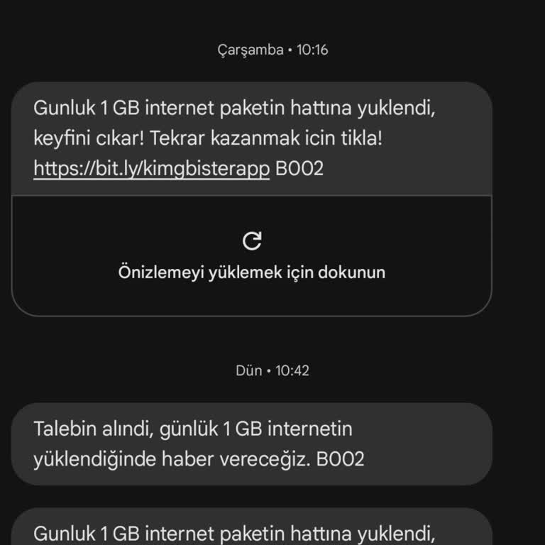 Kim GB İster 1 GB İnternet Paketi Kullanım Sorunu