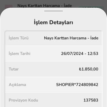 Shopier Alınmayan Ürünün Kargo Bedelinin Bana Kitlenmesi