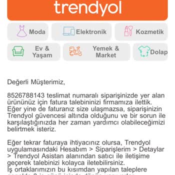 Trendyol Satıcıyla İletişime Geçmediği İçin Faturama Ulaşamıyorum