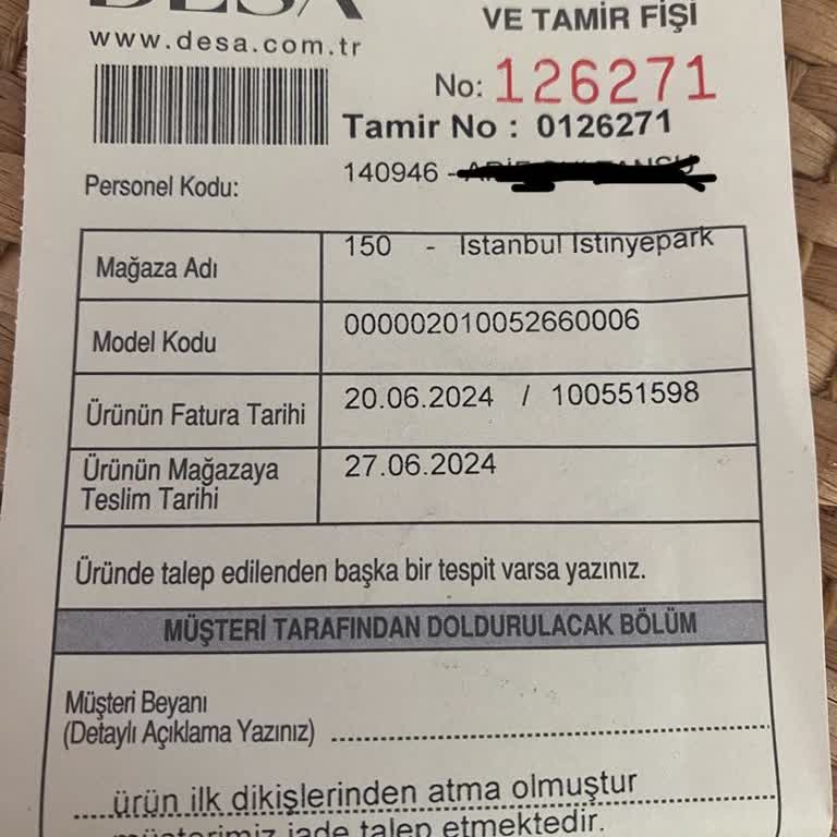 Desa Üretimi Hatalı Ürünü Geri Almıyor