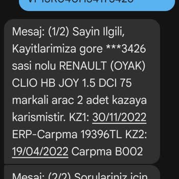 Aracıma Girilen Yanlış Tramer Miktarı