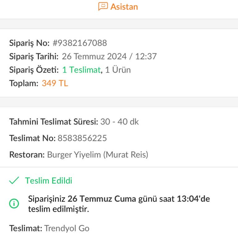 Trendyol Yemek Siparişimin Teslim Edilmemesi
