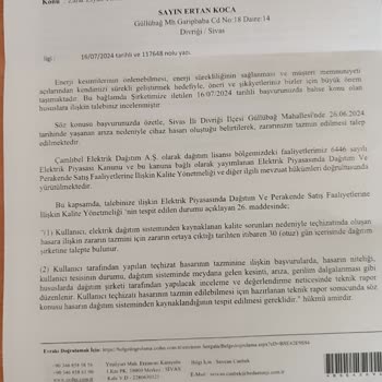 ÇEDAŞ Zararın Tanzim Konusu