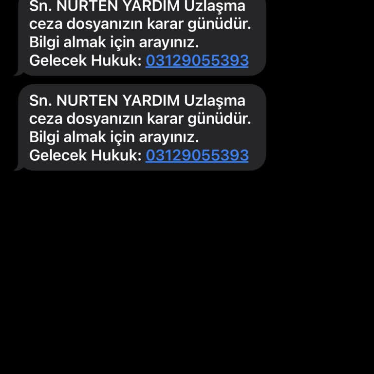 Gelecek Hukuk (SMS) 03129055393 Uzlaşma Sahte Mesaj