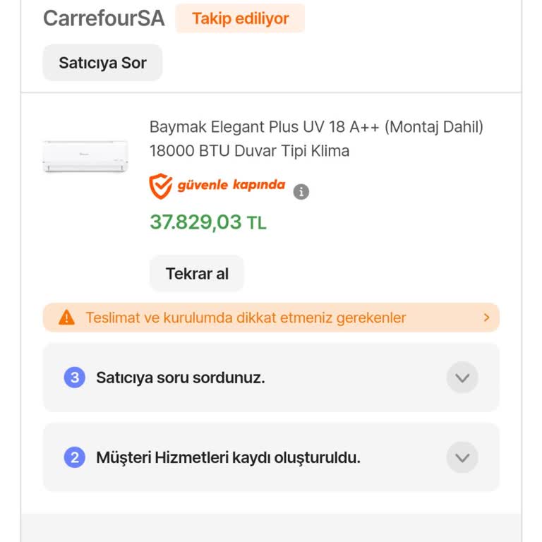 Carrefour SA Sipariş Kargolanmıyor. Yanıltıcı Kargo Süresi Belirtiliyor
