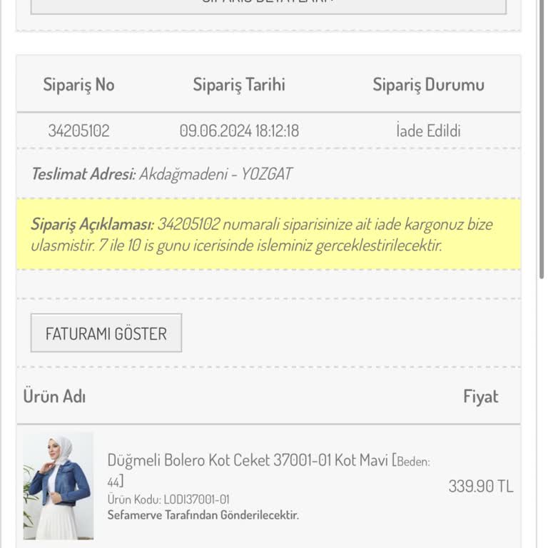 Sefamerve İade Ödemesi Yapılmıyor