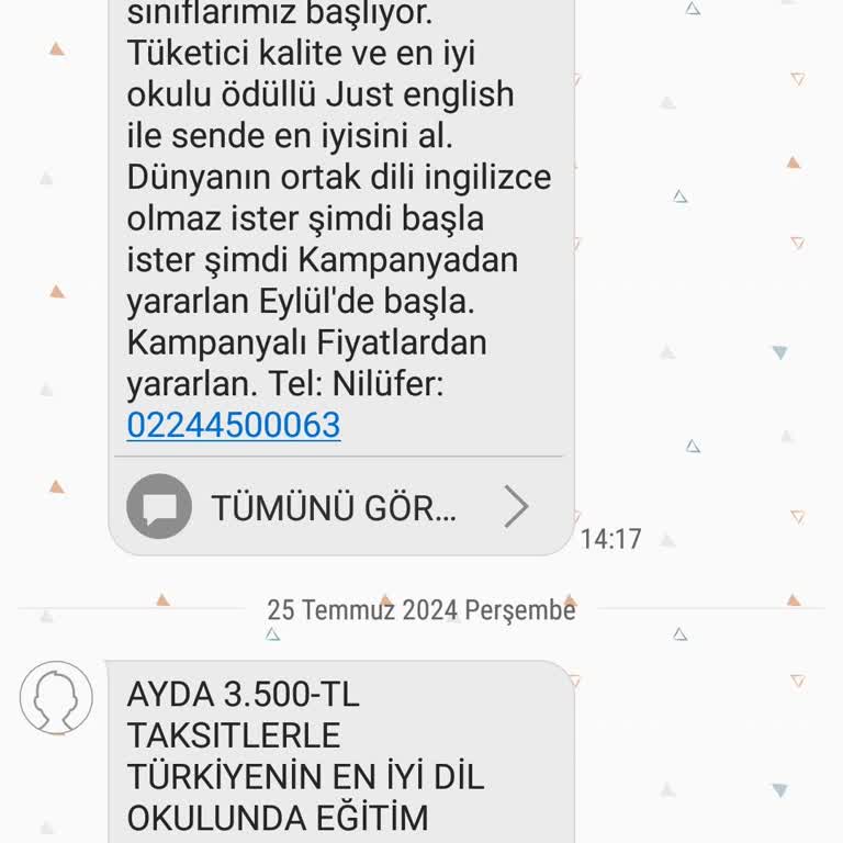 Just English Sürekli Mesaj Ve Aramalarla Rahatsız Ediliyorum!