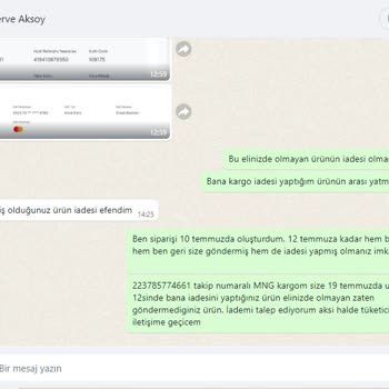 Butik Merve Aksoy Siparişimdeki 2 Üründen Sadece Birinin İadesi Yapıldı.