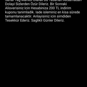 Sanal Yağ Market İade İslemim Gerçekleşmedi