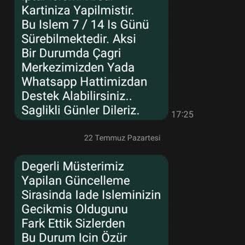 Sanal Yağ Market İade İslemim Gerçekleşmedi