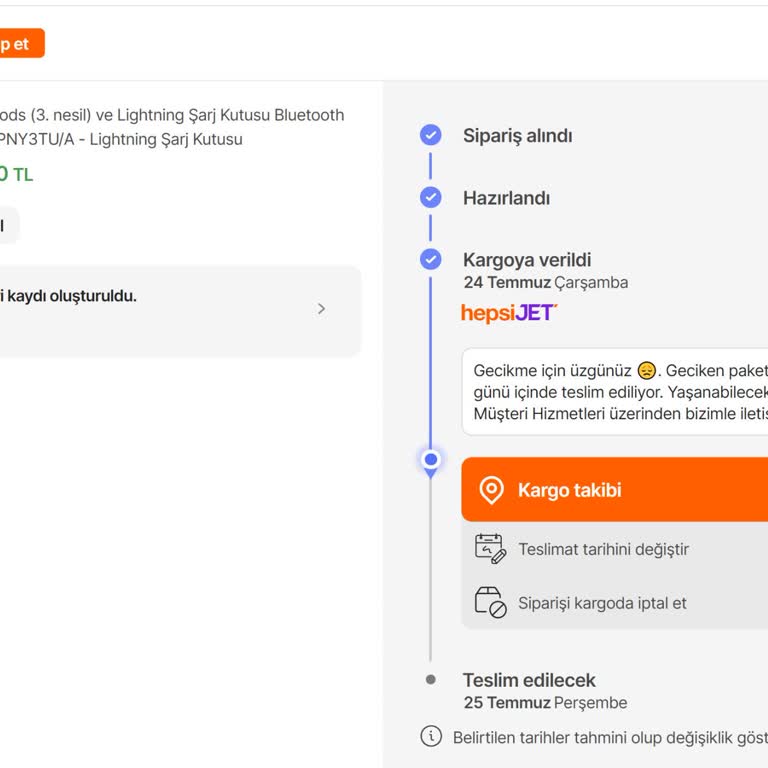 Hepsiburada Alışveriş Platformu Üzerinden Verilen Sipariş