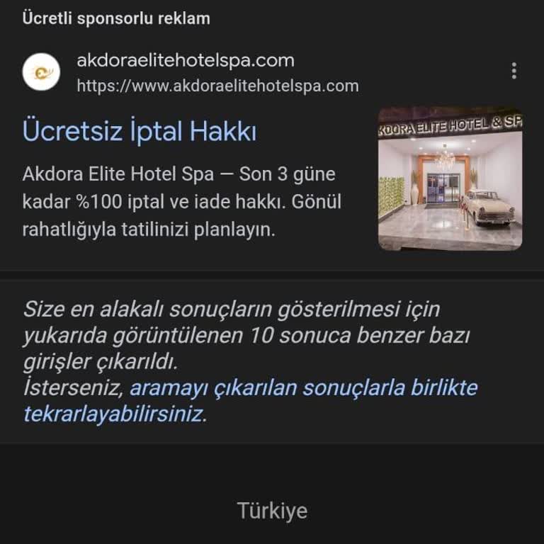 Akdora Resort Hotel & SPA'da İade Sorunu