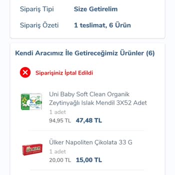 Carrefour SA İptal Edilen Siparişler