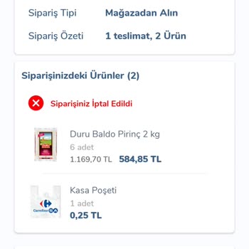 Carrefour SA İptal Edilen Siparişler