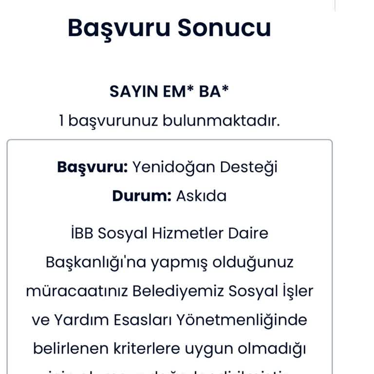 İBB - İstanbul Büyükşehir Belediyesi Yeni Doğan Desteği