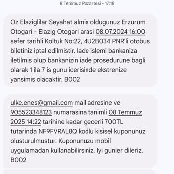 Obilet Ücret İadesi Yapmıyor