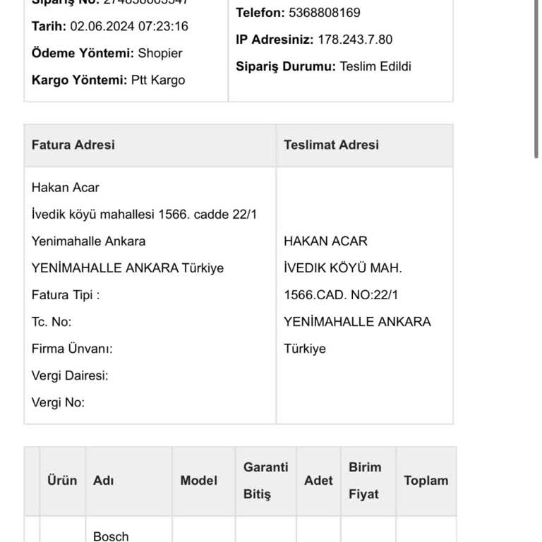 Bosch Garanti Kapsamında Olmasına Rağmen Teknik Servis İlgisizliği