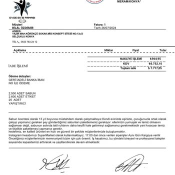 Evde Ekişi Paketleme Paketleme Acentesi Başvuru İptali