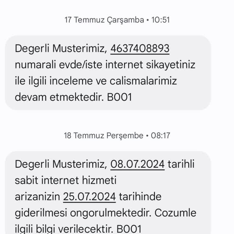 Türk Telekom'un Hizmet Kalitesi Hakkında Şikayet
