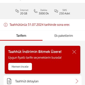Vodafone Net Vodafone Taahhüdüm Bitiyor İndirimli Tarifem Yüzünden Tarife Önermiyor