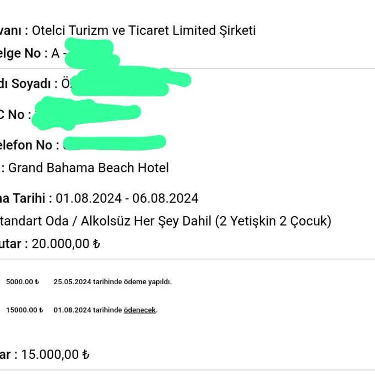 Grand Bahama Beach Ve Otelextra Paramı Vermiyor