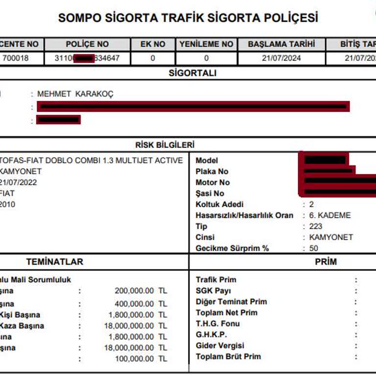 Sigortam.net Hatalı Poliçe Düzenlemesi Ve Gecikme Ücretinin İadesi Talebi