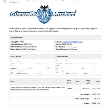Güvenlik Market Gelmeyen Ve Para İadesi Yapılmayan Ürün