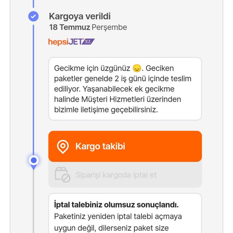 Hepsiburada Siparişimi Teslim Etmiyor Ayrıca İptalde Etmiyor.