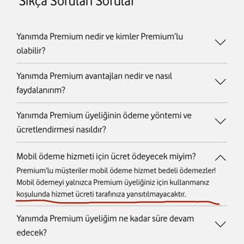 Vodafone Yanımda Premium'da Ekstra Yansıtılan Ücret