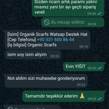 Organic Scarfs Organik Scarf Para İadesi