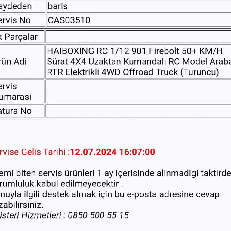 Oyuncakhobi.com İlk Gün Arızalanan Araç İle İlgili Bilgi Alamıyoruz