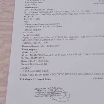 Arçelik Çamaşır Makinesi Kırıştırıyor