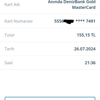 Denizbank Kapalı Kredi Kartına Ödeme Gelmesi