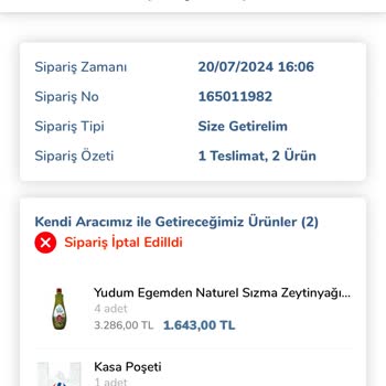 Carrefour Mobil Fazla Stok Girilmesinden Dolayı Sipariş İptali