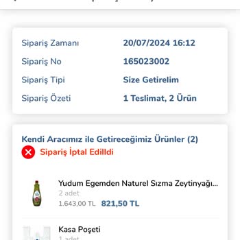 Carrefour Mobil Fazla Stok Girilmesinden Dolayı Sipariş İptali
