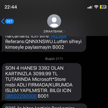 Ziraat Bankası Kartımdan Bilgim Dışında Microsoft Tarafından Yapılan Harcama