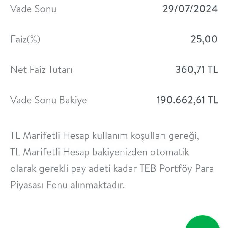 TEB Bankası Vadeli Hesap Oranının Düşürülmesi