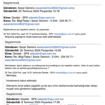 SPX Online Mağazası İade Sürecindeki Çok Ciddi Mağduriyet Yaşatıyor