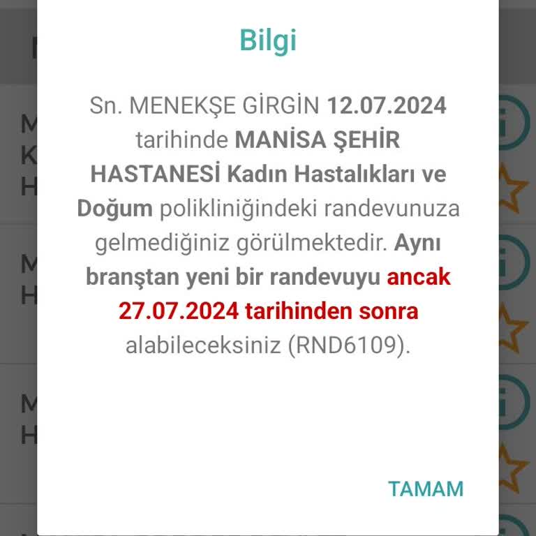 MHRS Gitmiş Olduğum Randevuyu Gitmedim Gösteriyor